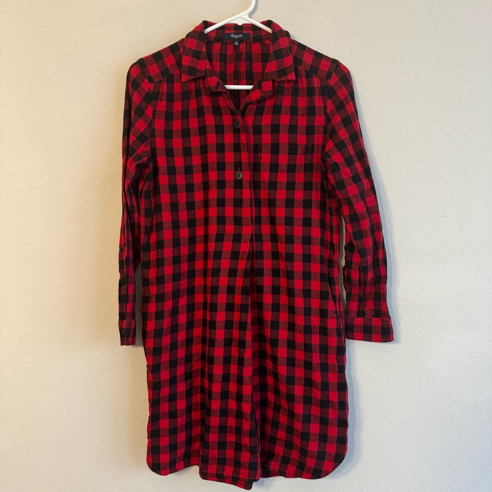 Madewell Buffalo Black and Red Plaid Dress XS - Picture 2 of 5